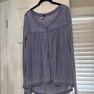 We The Free Lavender Button Down Thermal/Waffel Shirt- P XS